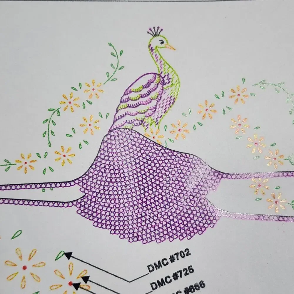 Peacock Hemstitch Edge Pillow Cases Crochet Embroidery Jack Dempsey Needle Art